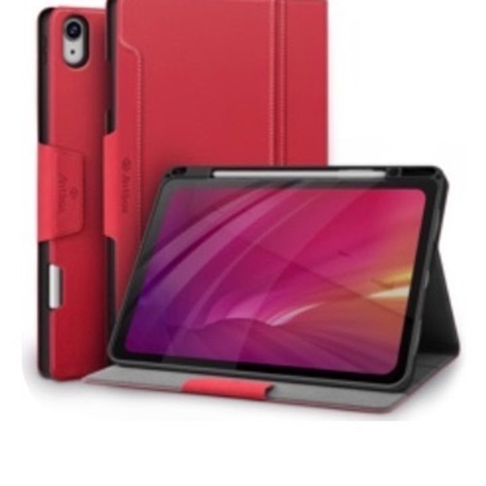 Antbox iPad Air 13 inch Case 2024 2025 M4 Red Leather Folio Pencil Holder Cover